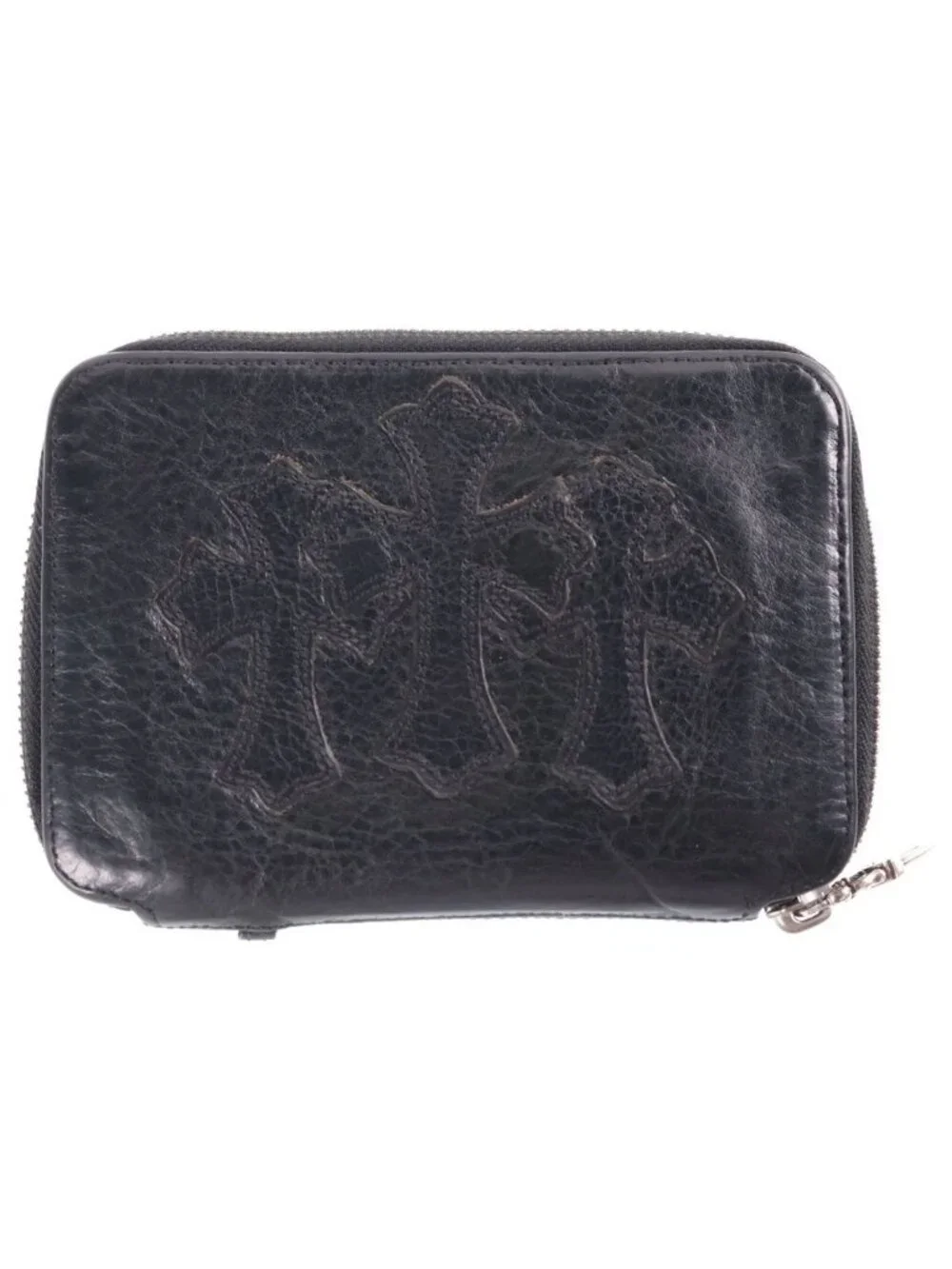 Chrome Hearts Bank Robber Leather Wallet Black with Cross Patch